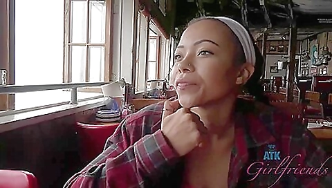 Sexy young chick fucks herself with a dildo