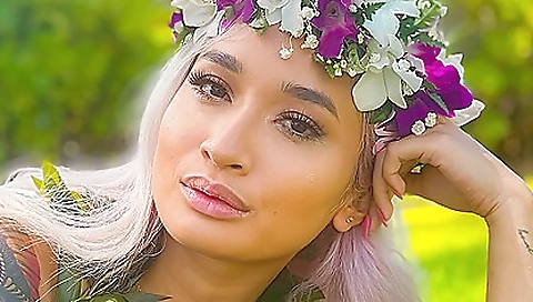 Sexy babe with big tits fucked by a dildo